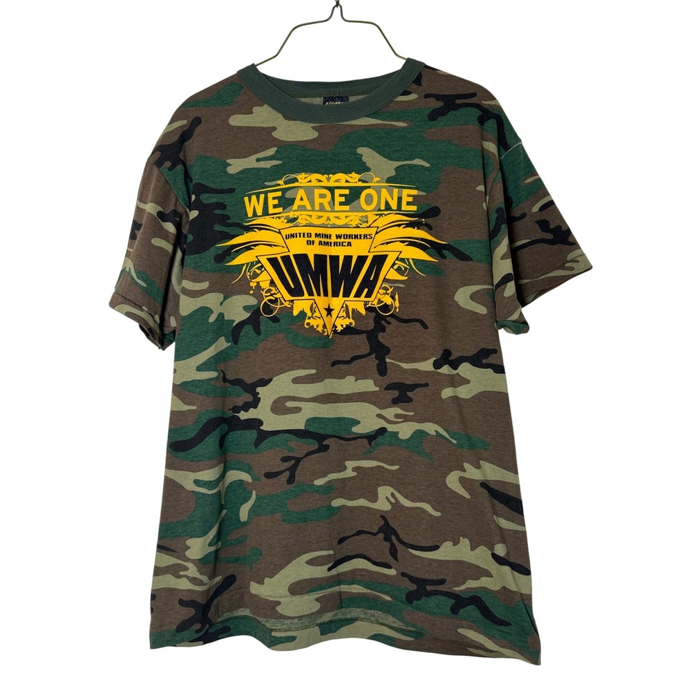 Stripes UMWA United Mine Workers of America Camo T-Shirt Mens Large Made in USA